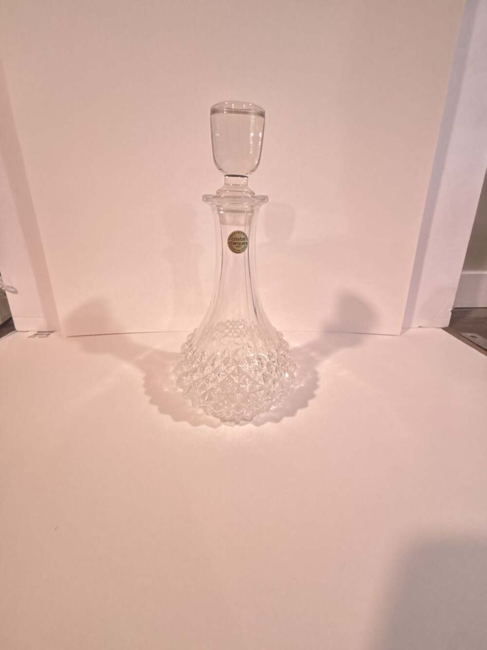 Cristal D'Arques Longchamp Pattern Lead Crystal Decanter with Stopper
